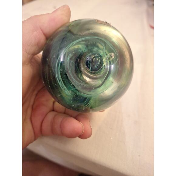 Vintage Kerry Glass Paper Weight Green Swirl Ireland Handmade 3” - Picture 6 of 6